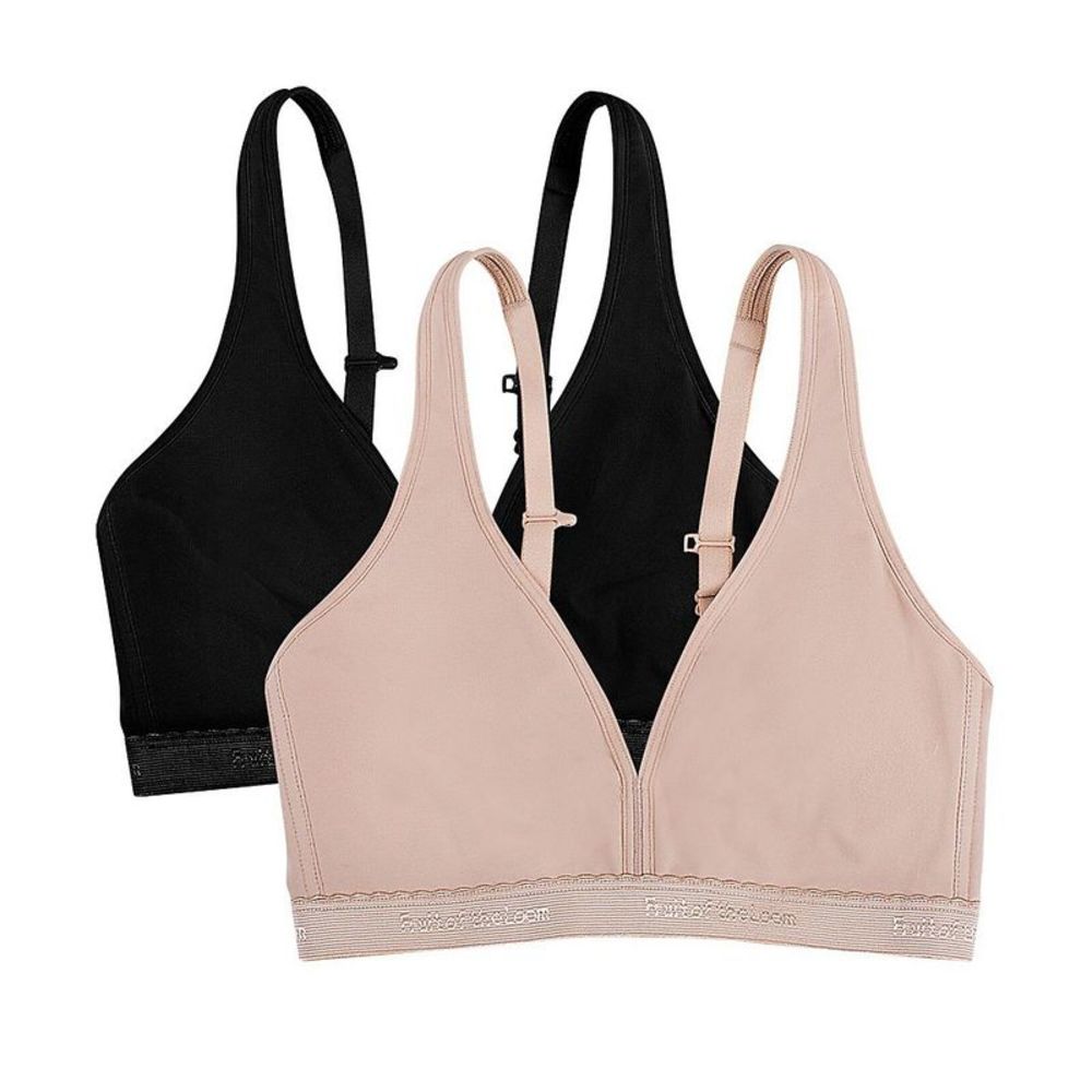 Fruit Of The Loom Lightly Lined Wirefree Bra - 2 Pack -  Sand/Black Hue  FT799